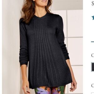 Soft Surroundings Sydney flared cable sweater Size XS Black